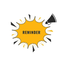 Reminder starburst graphic with a megaphone