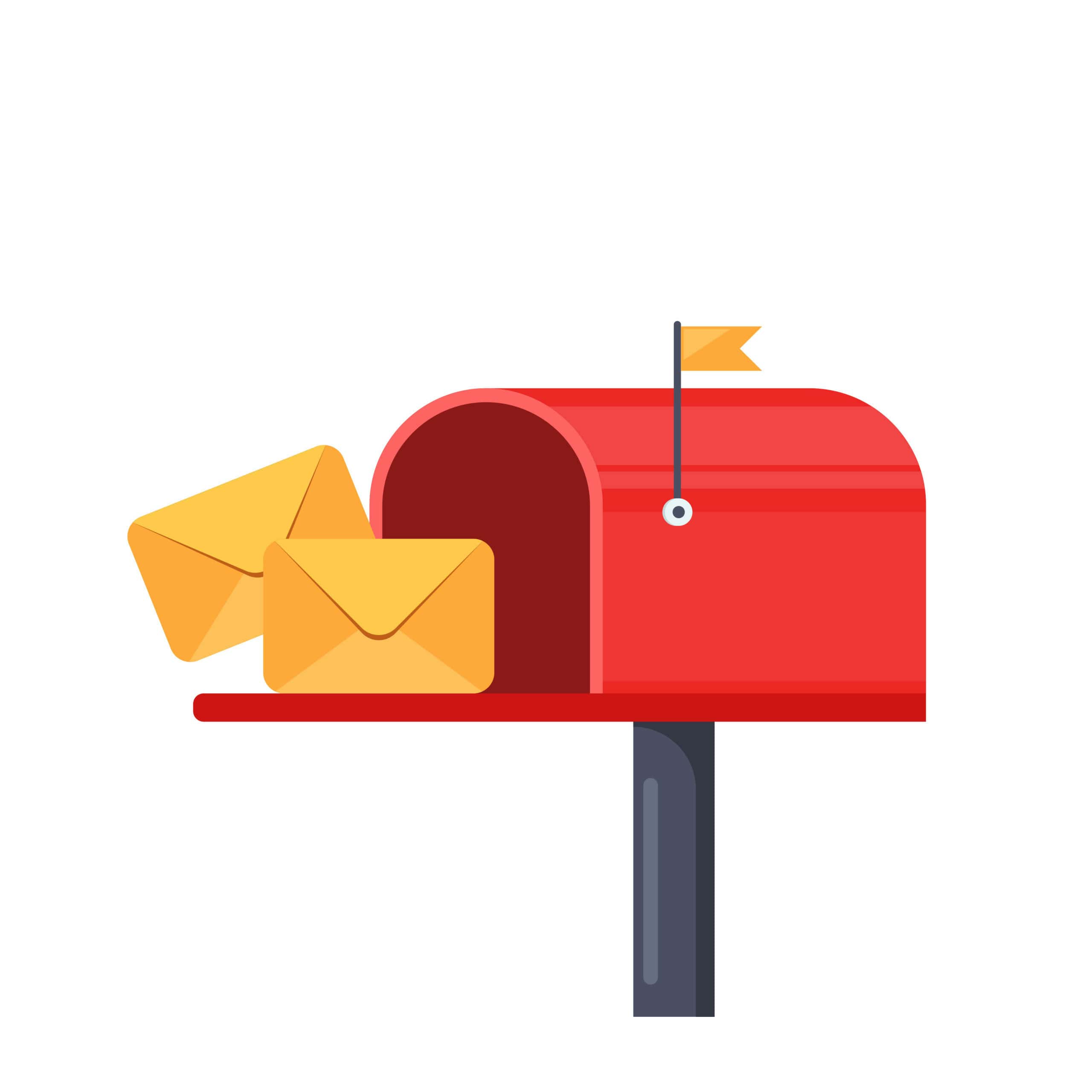 Red mailbox with envelopes