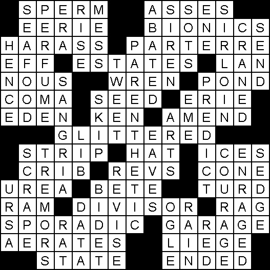 Completed crossword solution grid for the October puzzle