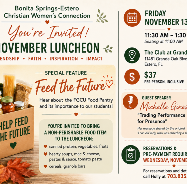 Flyer for the Bonita Springs-Estero Christian Women’s Connection November luncheon